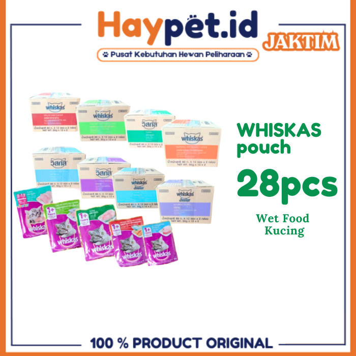 Whiskas Pouch 1 DUS ( isi 28 ) Kitten & adult ALL VARIANT whiskas sachet wet food
