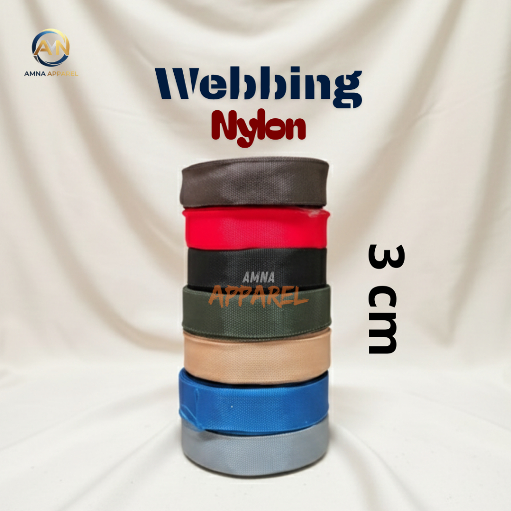 bisban tali webbing 3 cm warna bisban tas bisban murah 1 roll