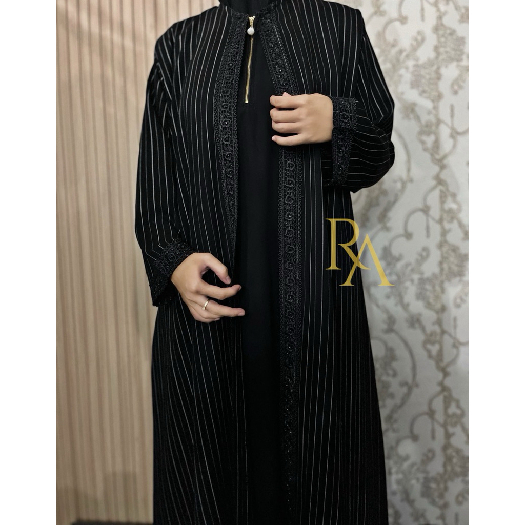 Abara Afira / Abaya Salur Yoris Arabian Jetblack crape / Abaya arab premium