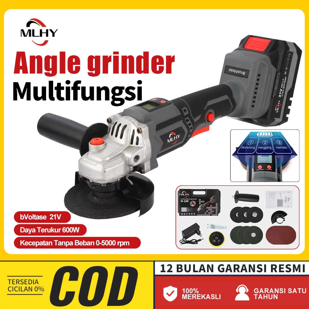 MLHY Angle Grinder Cordless Brushless Gerinda Tangan  Angle Grinder Mesin Pemotong Makita baterai Br