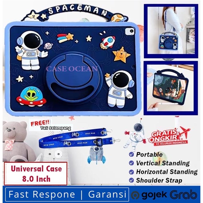 Case UNIVERSAL Cocok Untuk Olike EduTab Edu Tab E1 8.0 Inch SoftCase Anak Cewek Laki Kids SPACE MAN 