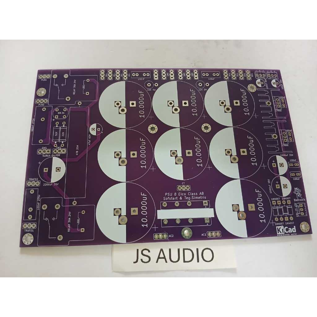 PCB PSU 8 ELCO + SOFTSTART + SIMETRIS CLASS AB DOUBLE LAYER