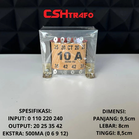 Trafo Kotak CSH Best Quality (trafo kecil) 100% Tembaga Murni 10A CT 42V, 45V, 55V, 65V & non CT