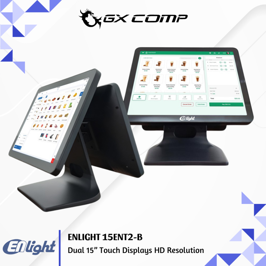 ENLIGHT 15ENT2-B Dual Touchscreen Monitor Cocok Untuk POS System & Kasir