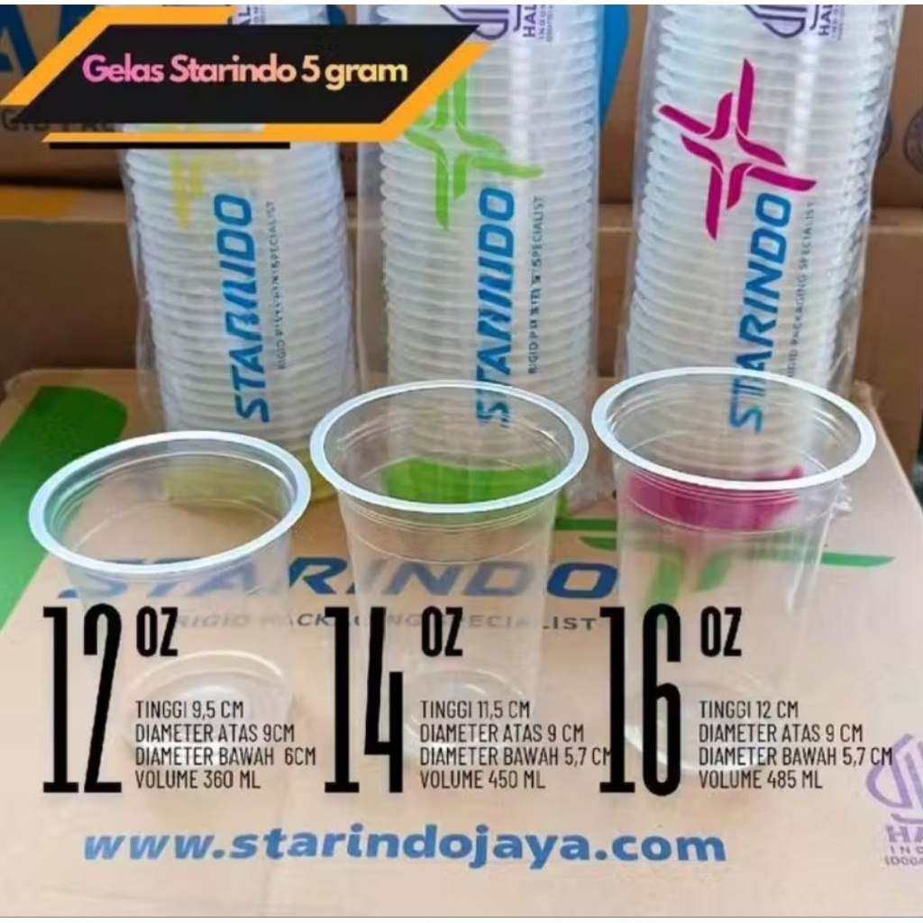 GELAS CUP STARINDO UK 12, 14, 16, 18 OZ GELAS CUP STARINDO OVAL DAN DATAR