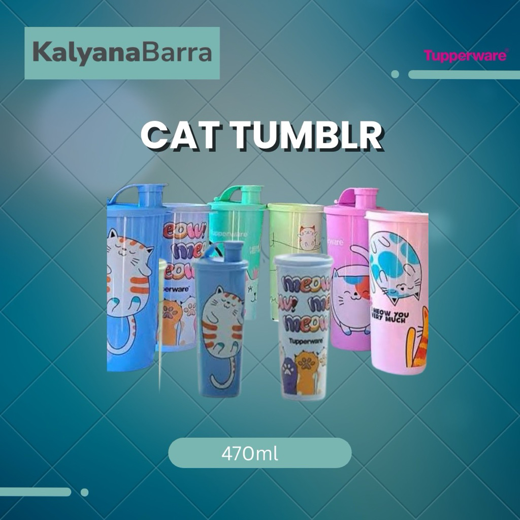 TUPPERWARE Cat Giant Tumbler 470 ml – Botol Minum Anak Kedap Cairan | Tutup Rapat