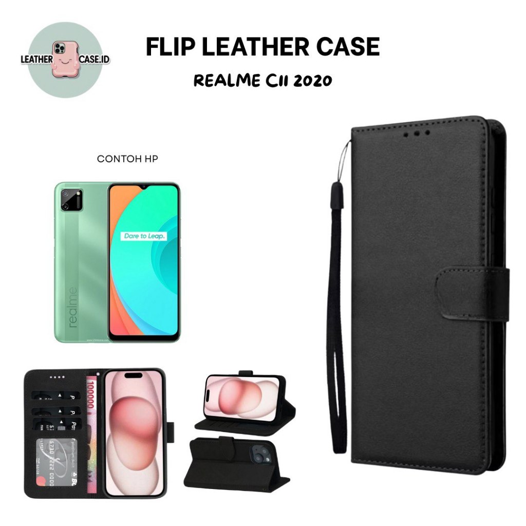 Flip Case Dompet Kulit Realme C11 / Wallet Leather Cover Magnet / Casing HP Stand Slot Kartu