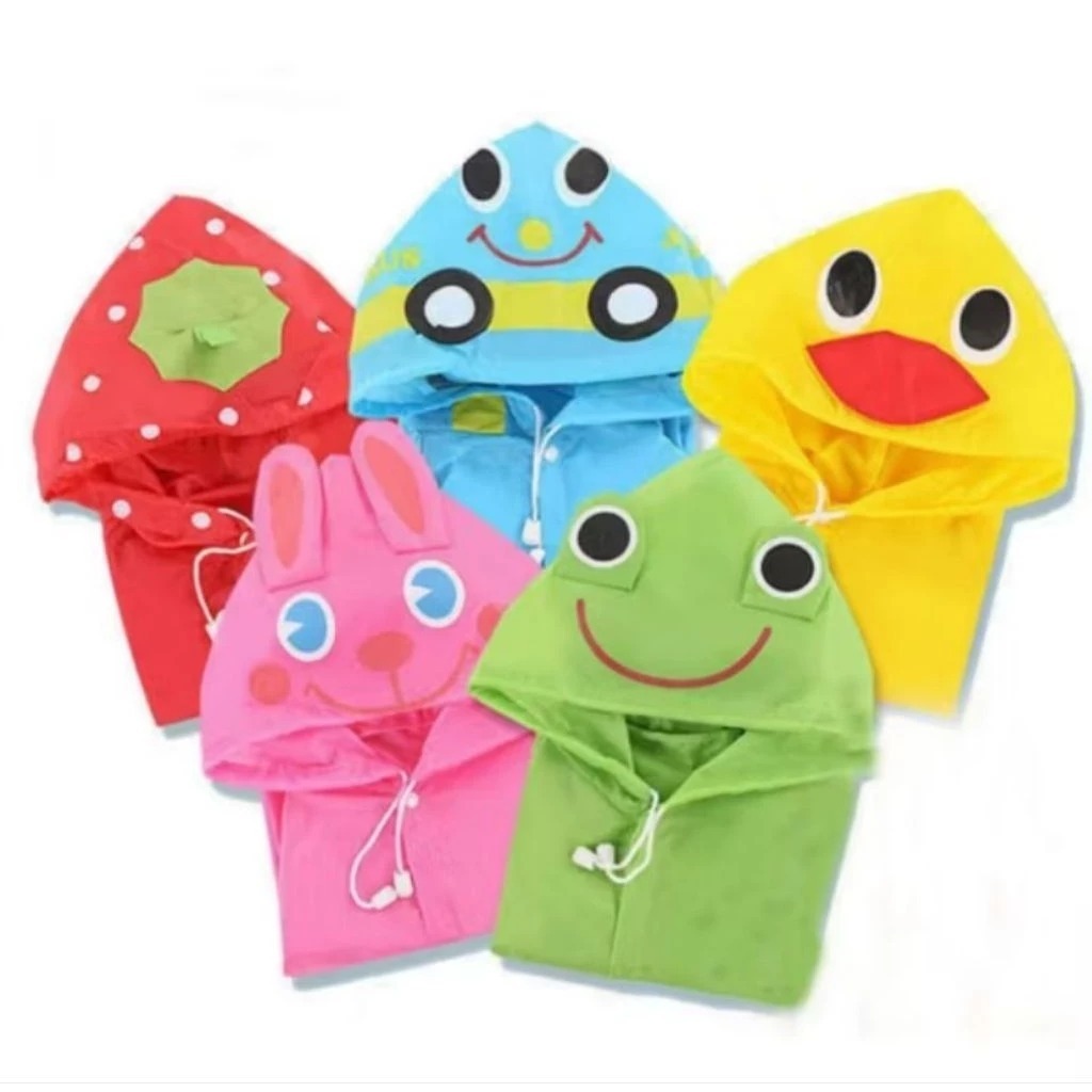 Jas Hujan Anak Model Kartun Lucu Jubah Hoddie Lengan Panjang