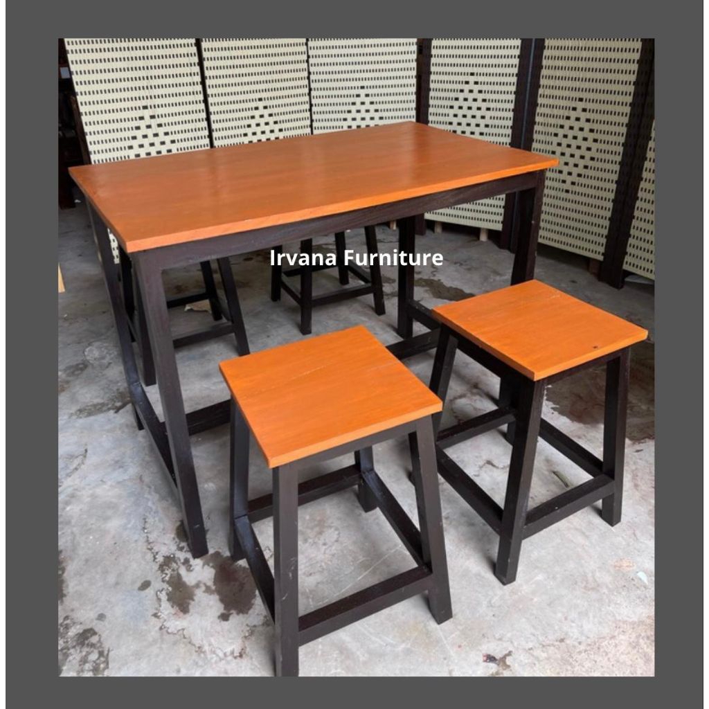 Meja kursi cafe / Meja makan 1 set 4 kursi Kayu Mahoni