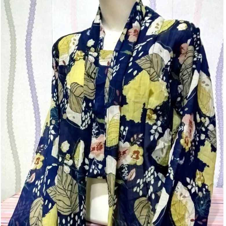 baju atasan model kebaya kutubaru lengan panjang bahan sifon motif kembang terbaru 2026