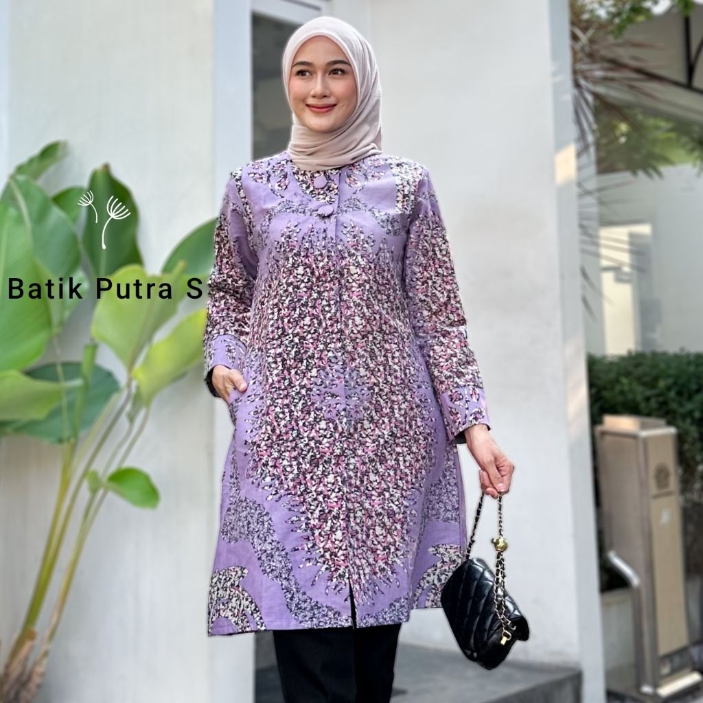 tunik batik premium Zipper depan