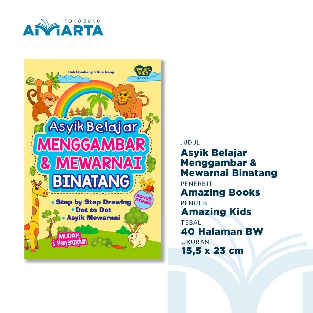 Buku Asyik Belajar Menggambar & Mewarnai Binatang