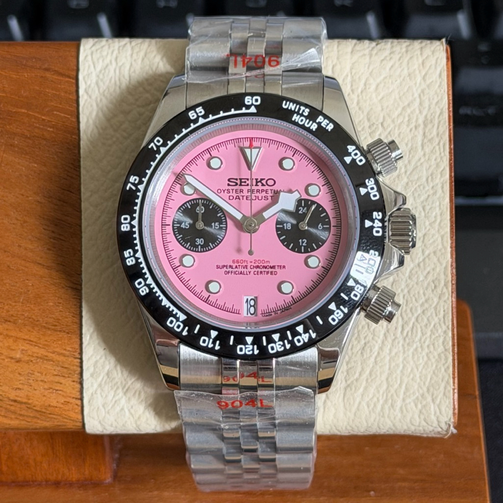 Seiko Daytona Pink Blackbay VK63 Chronograph Exclusive
