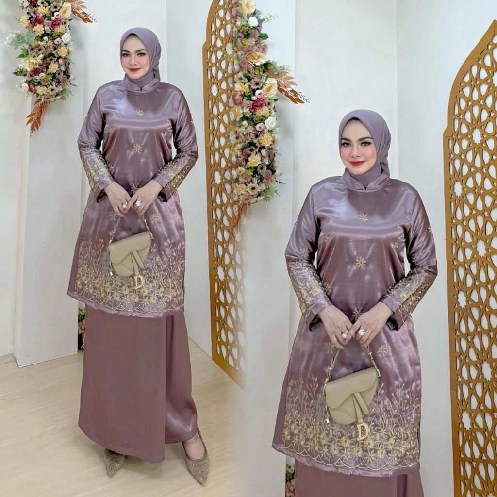 New Arrival Set Rok Zarina Bordir / Set Kurung Bordir Melayu / Baju Pesta Premium / Yokohama Silk / 