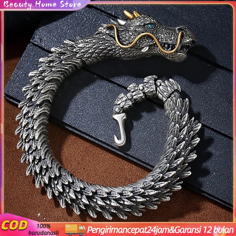 Gelang Kepala Naga yang ramping Gelang Lengan Naga Perak yang elegan Manset Naga yang gagah untuk Pr