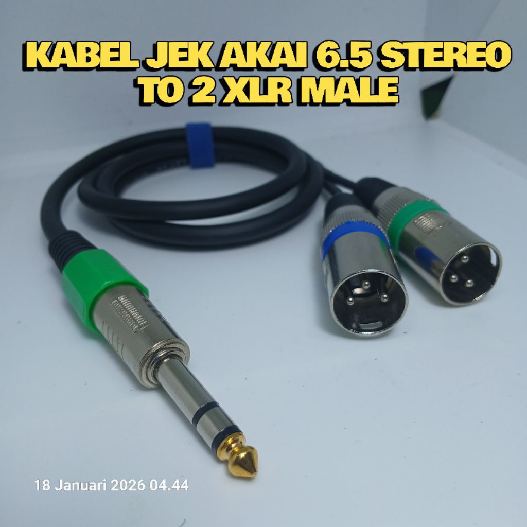 Jek Akai Stereo 6.5 to 2 XLR Male