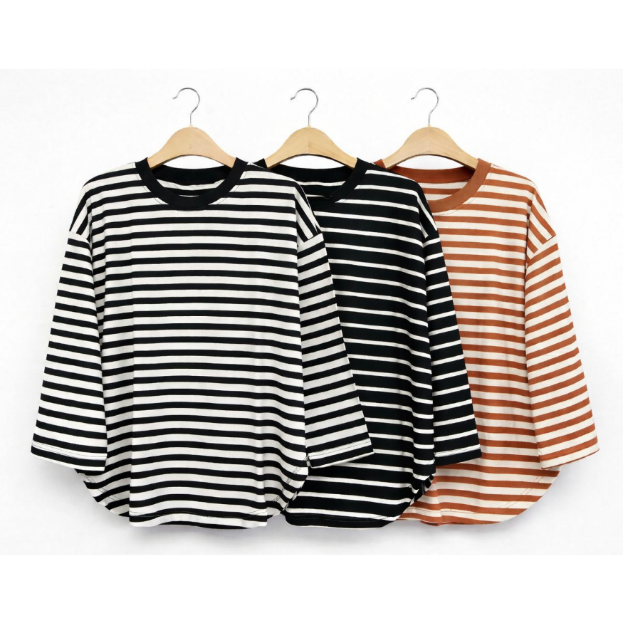Atasan Wanita Oversize / Kaos Stripe Oversize Wanita Lucky_Store03