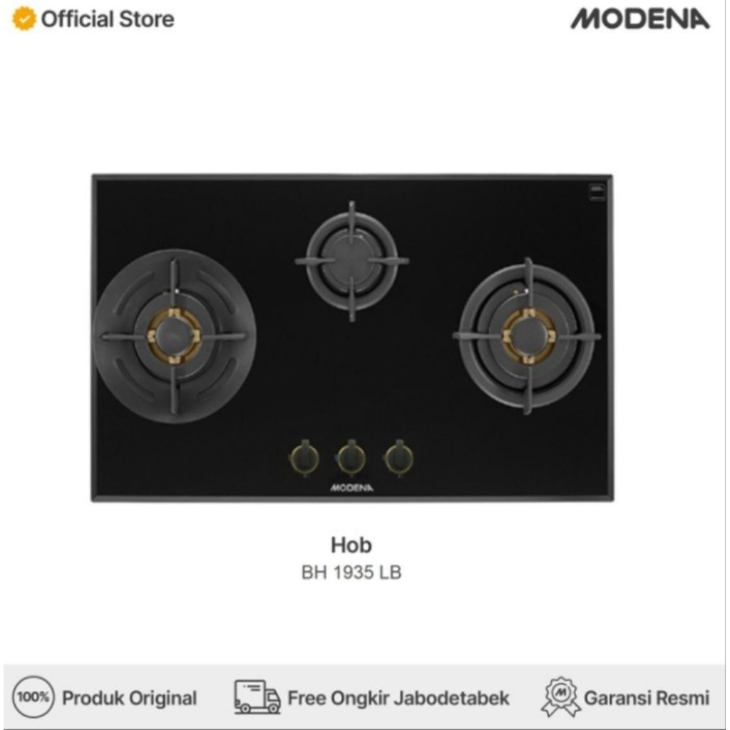 Modena Hob BH 1935 LB Kompor Tanam Modena 90cm 3 tungku Kuningan