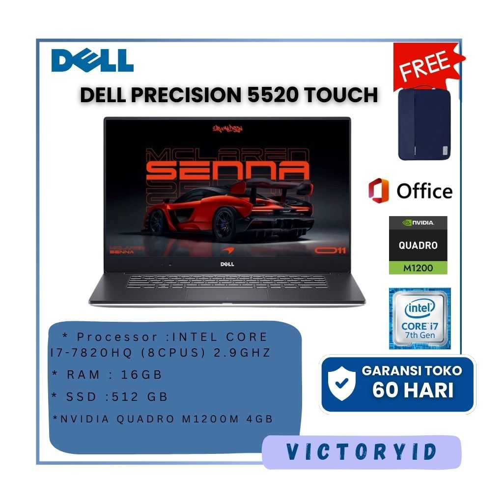 Workstation Dell Precision 5520 QUADRO M1200 I7-7820HQ RAM 32GB SSD 512GB