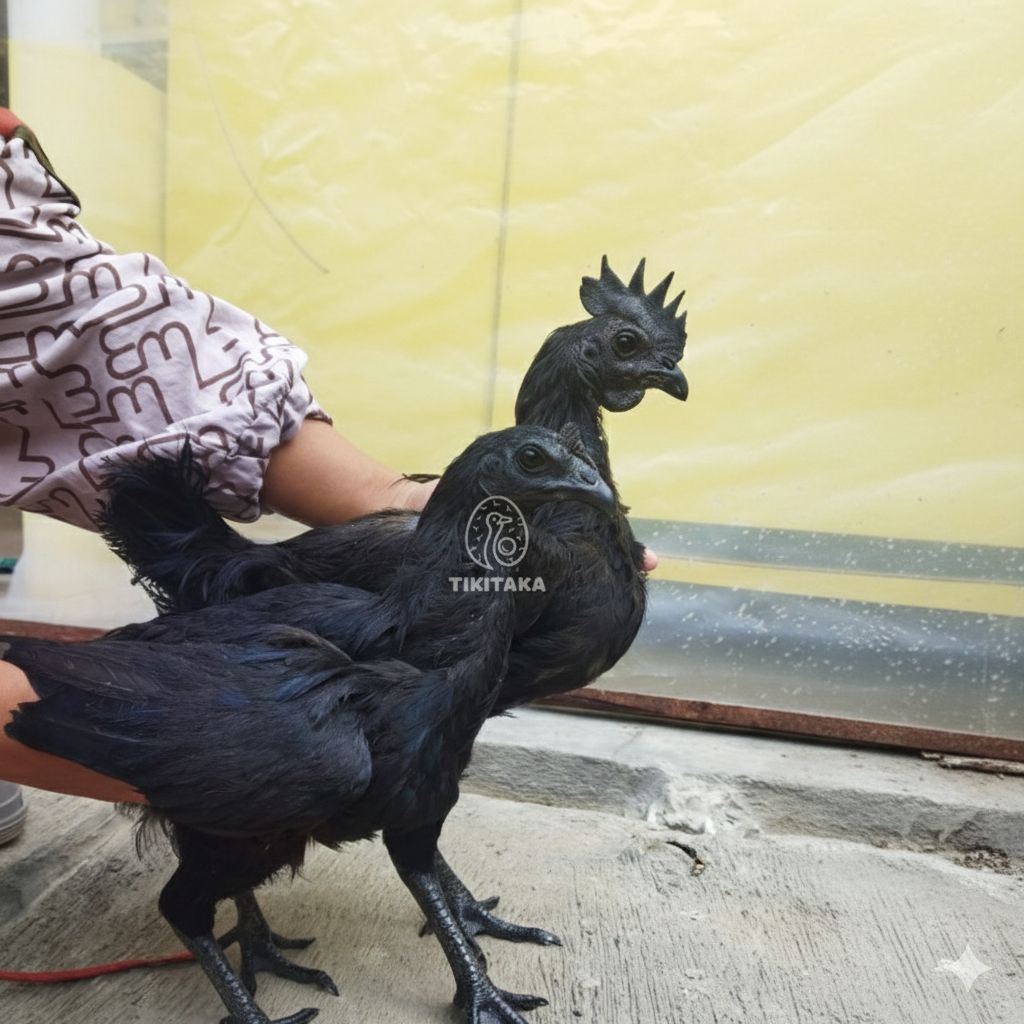 AYAM CEMANI LIDAH HITAM UMUR 4 BLN (SEPASANG JANTAN & BETINA)