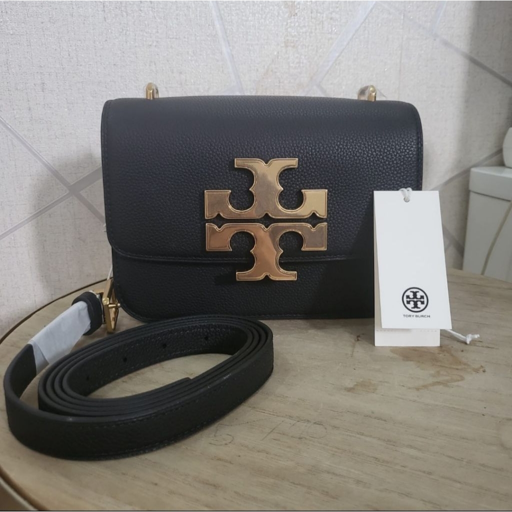 original New TB Eleanor Pebble Leather small black | Tas selempang bahu hobo accesories wanita