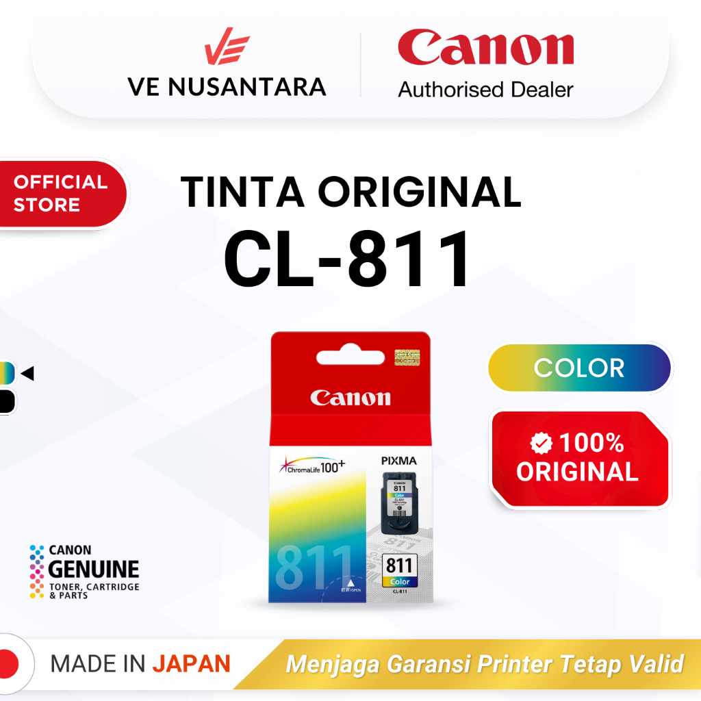 100% ORIGINAL Tinta Canon CL 811 Color - Printer iP2770 MP258 MP287 - Tinta Asli