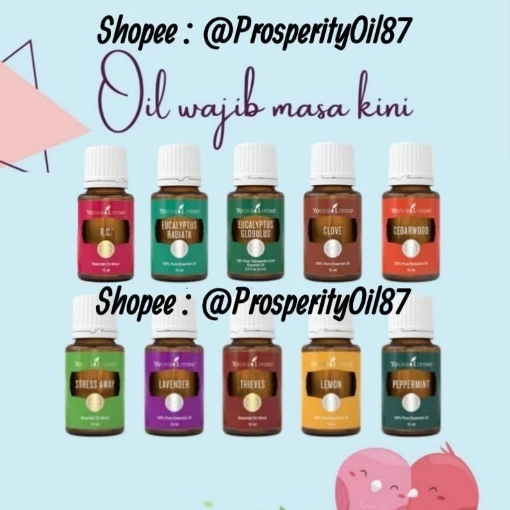 Oil Wajib Masa Kini Essential Oil Young Living 15ml Cedarwood, Copaiba, Clove, E. Globulus, Radiata,