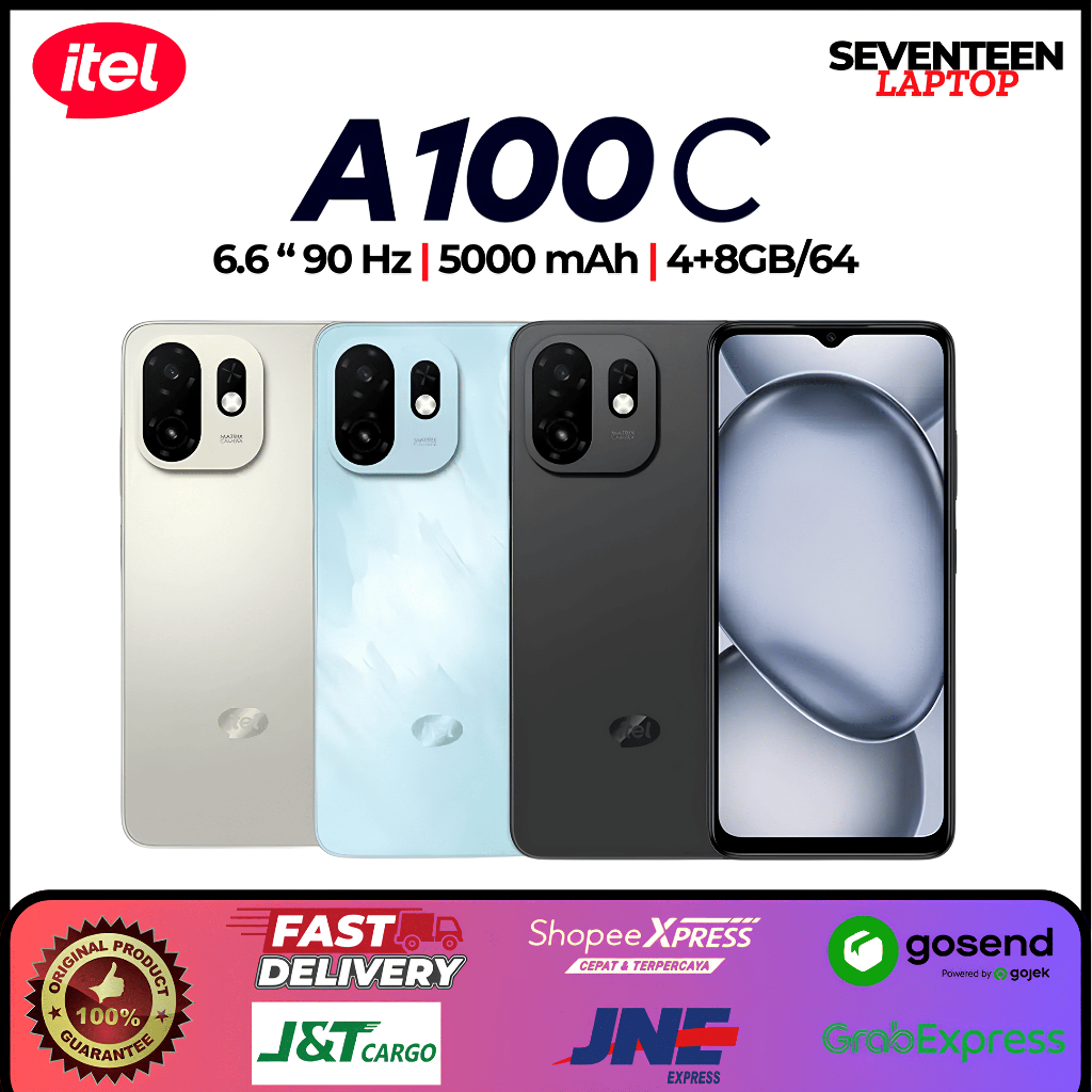 ITEL A100C 4/64GB | HP MURAH 1 Jutaan Terlaris 2026 | Baterai Awet 5000mAh Layar Luas -Garansi Resmi