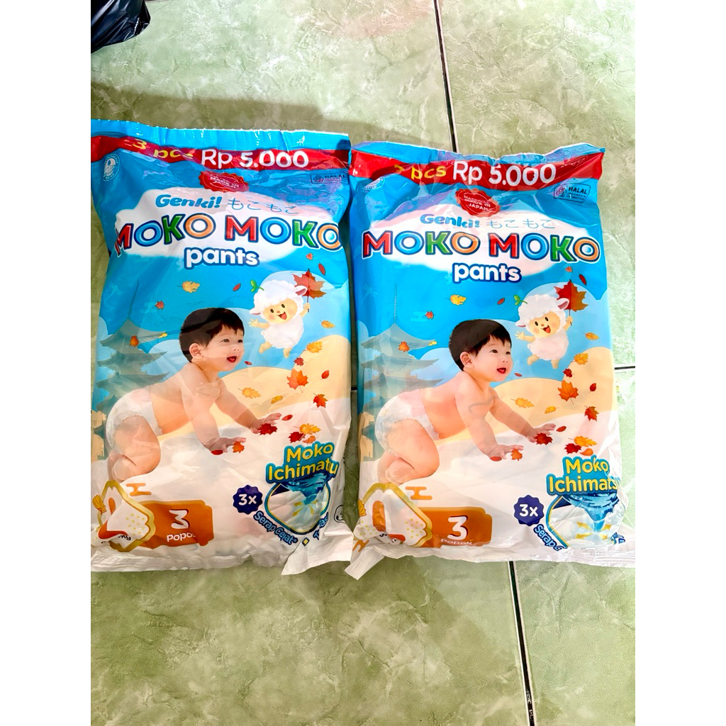 popok bayi GENKI moko moko pants sachet isi 3 pcs