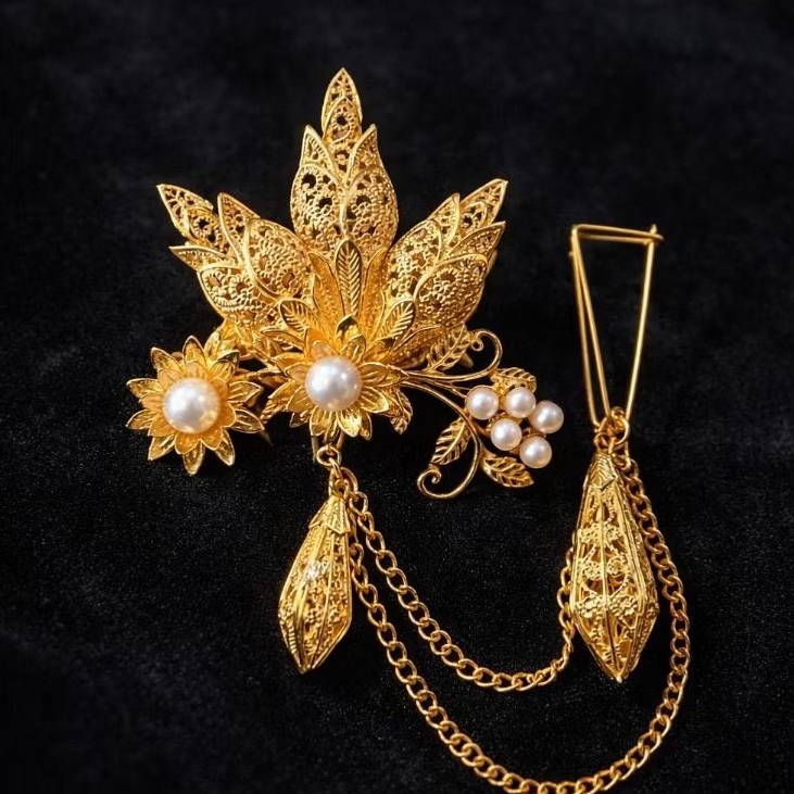 Bros Bunga Kantil Lapis Emas Asli Alpaka Bali Premium Bros Kebaya Bros Hijab Aksesoris Pengantin