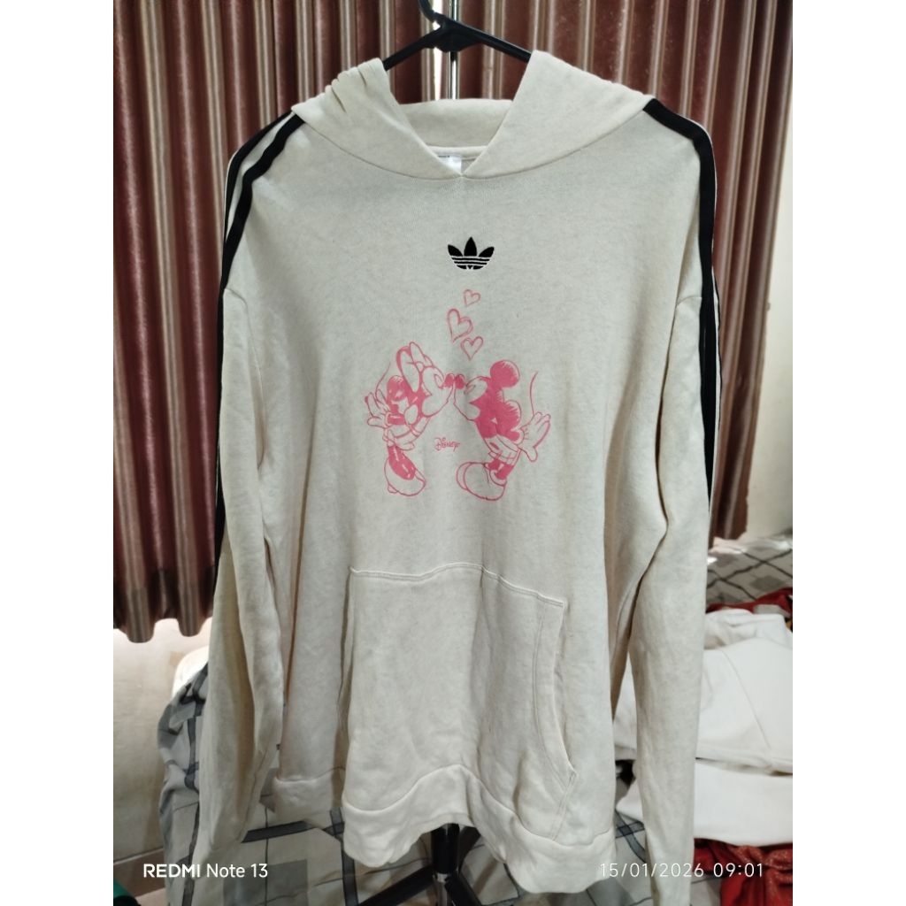 Hoodie Adidas center logo garis 3