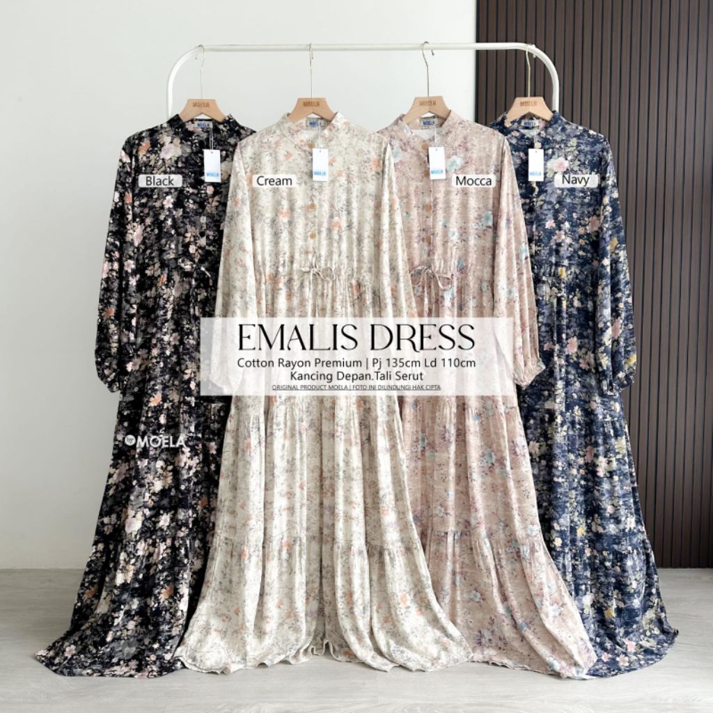 Emalis Dress Gamis Jumbo Allsize Busui Premium Catton Rayon Original Ori Moela Berlabel
