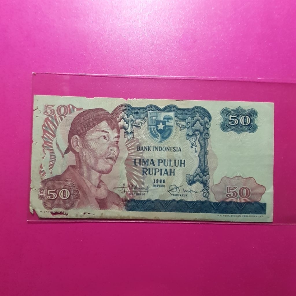 uang kuno 50 rupiah sudirman 1968