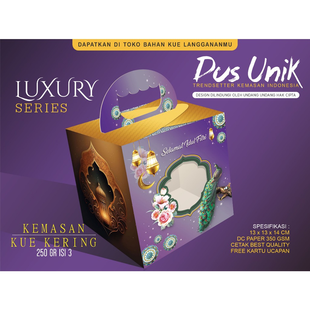Dus Hampers isi 3 Toples Kue Kering 250gr Laminasi Glossy LUXURY