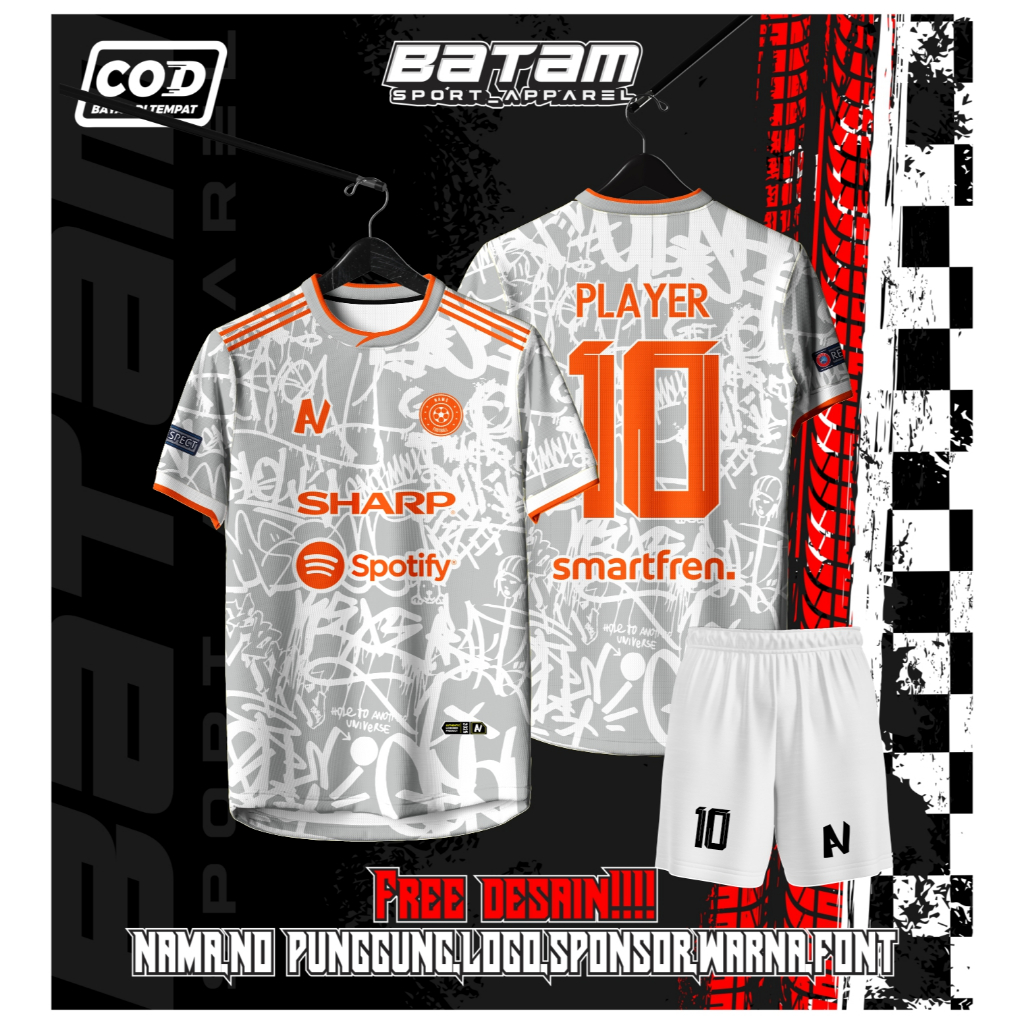 JERSEY FUTSAL / SEPAKBOLA FULL PRINTING GRAFITI KEREN BEBAS CUSTOM DESIGN FREE NAMA DAN NOMOR PUNGGU