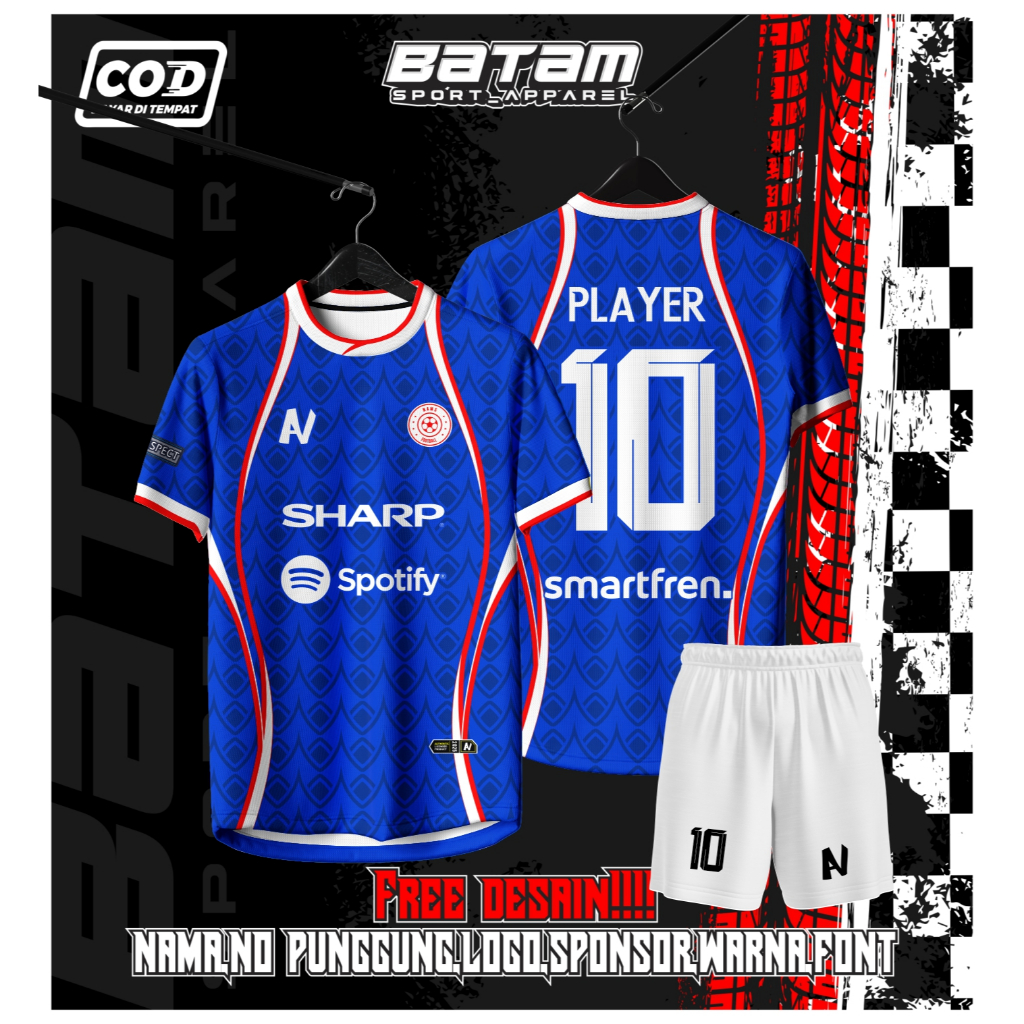 JERSEY FUTSAL / SEPAKBOLA FULL PRINTING BIRUM BIRU KEREN BEBAS CUSTOM DESIGN FREE NAMA DAN NOMOR PUN