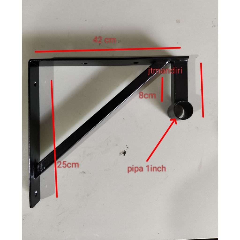 rak besi siku ambalan penyangga penyimpanan baju gantungan/breaket besi jemuran