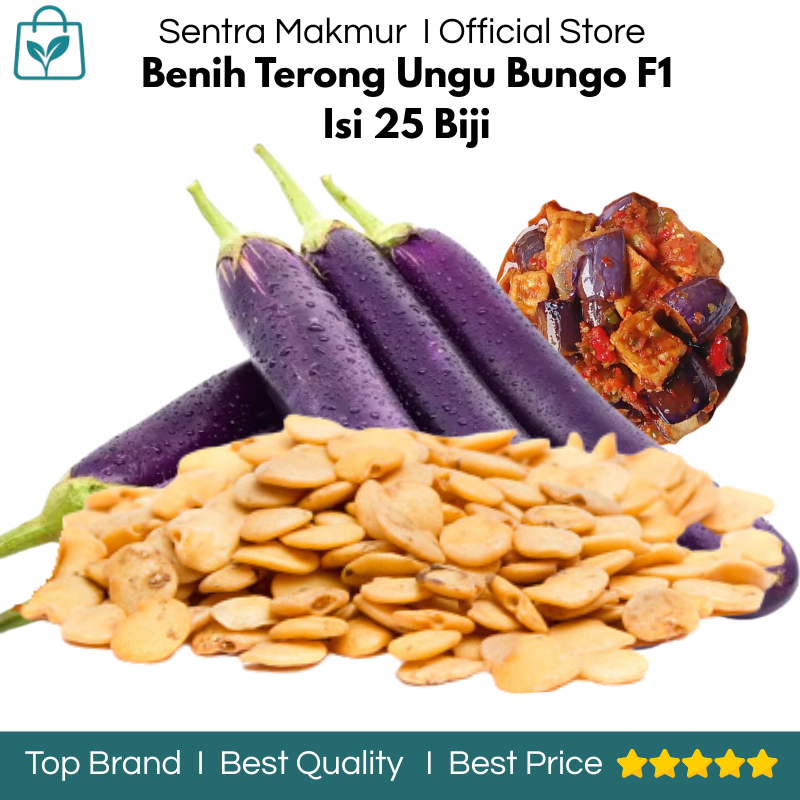Benih Terong Ungu Bungo F1 Isi 25 Biji - Benih Terong Ungu Panjang - Benih Terong Ungu Jumbo - Benih