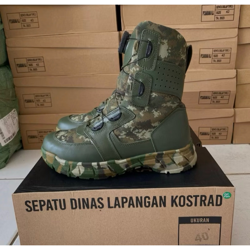 Sepatu PDL BOOTS ORIGINAL JATAH KOSTRAD PT. GARUDA 2023 LORENG KOSTRAD SAGE GREENi