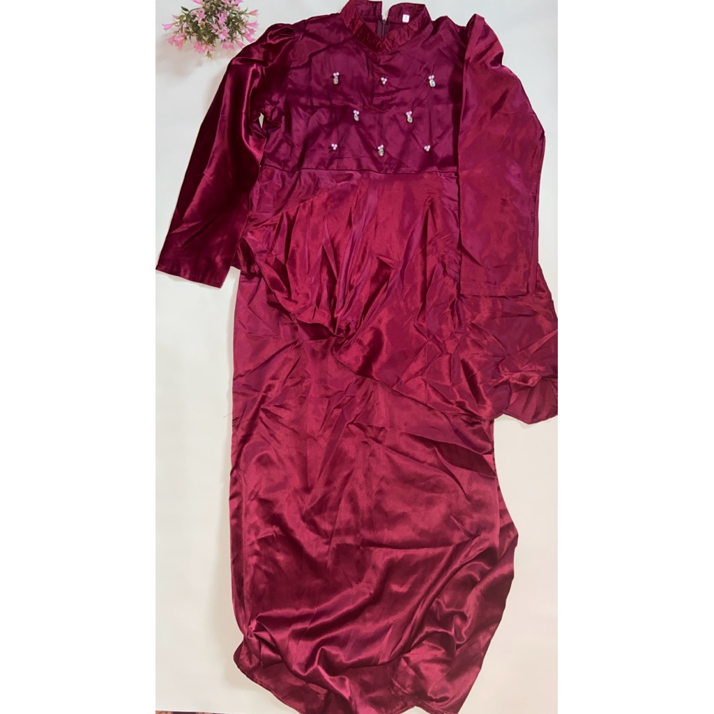 dress kondangan silk | maroon