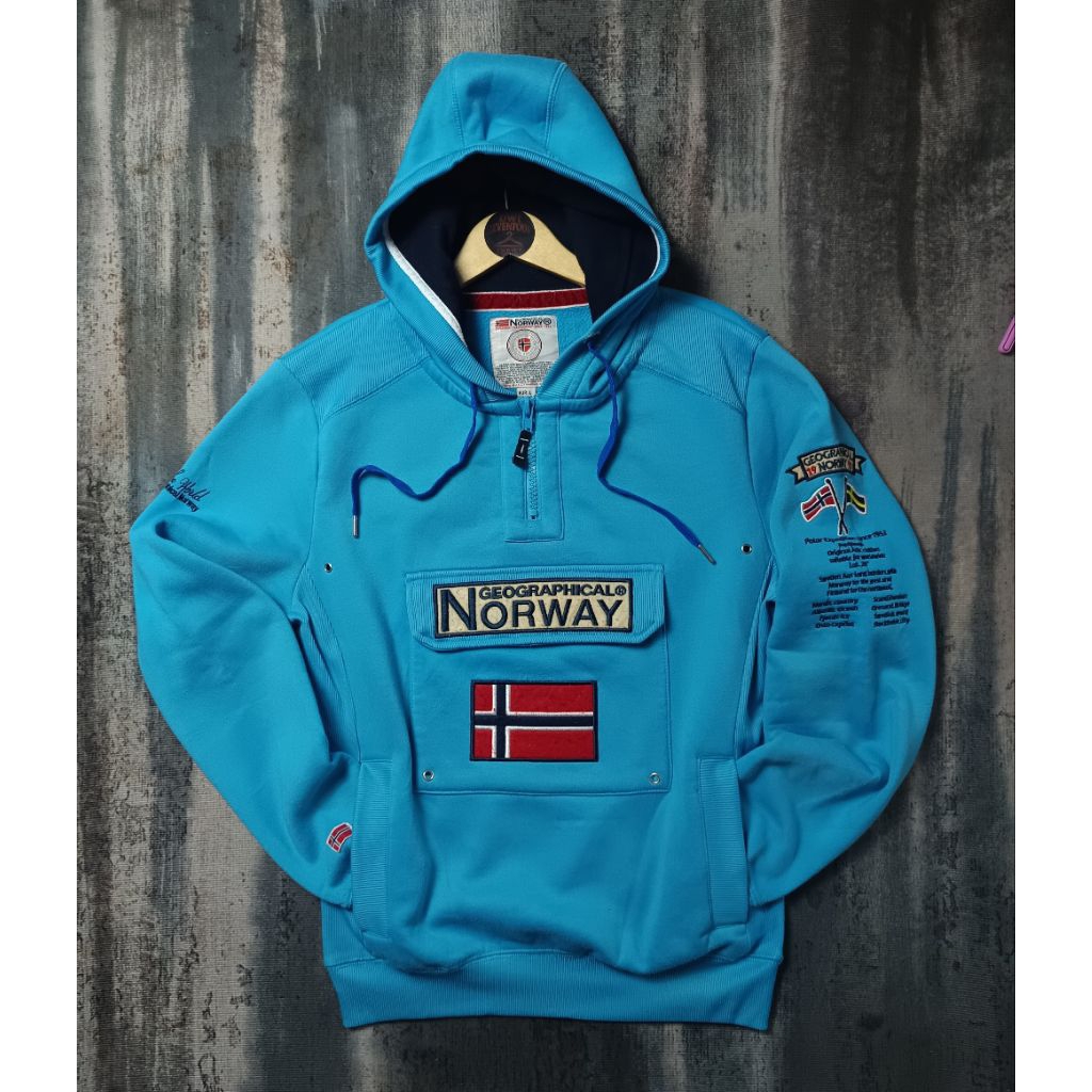 halzip hoodie Geographical Norway kantong doremon full bordir original