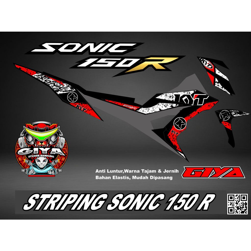 Striping Sonic 150R – Stiker Motor Honda Sonic 150 Racing Motif KYT Merah Hitam Terlaris