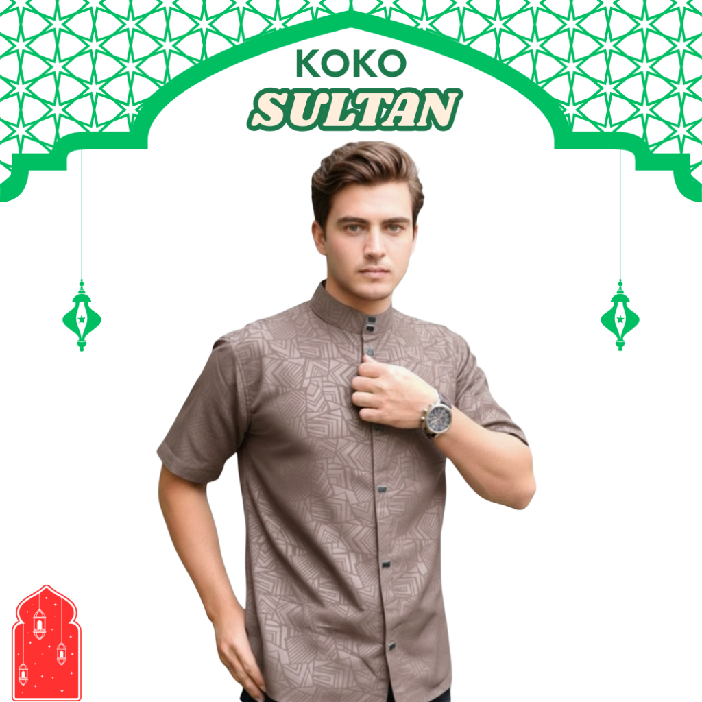 Baju Koko Pria Dewasa Sultan Embos Motif Etnik Casual