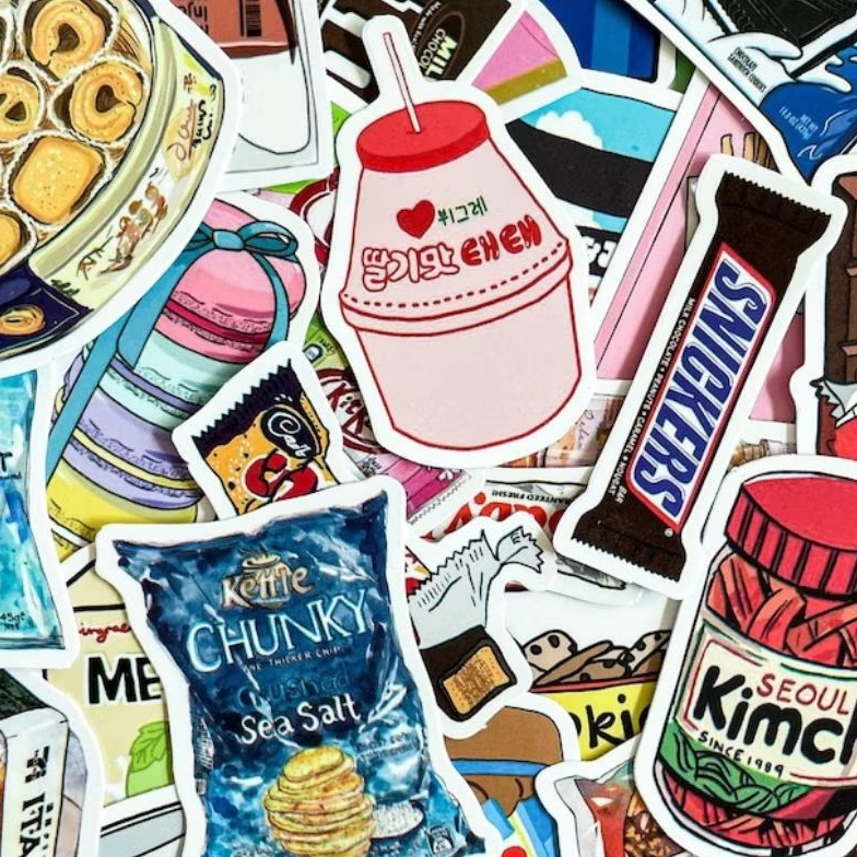 Stiker Makanan Minuman 30pc Snack Food and Drink Kawaii sticker Anime sticker chromo jurnaling aesth