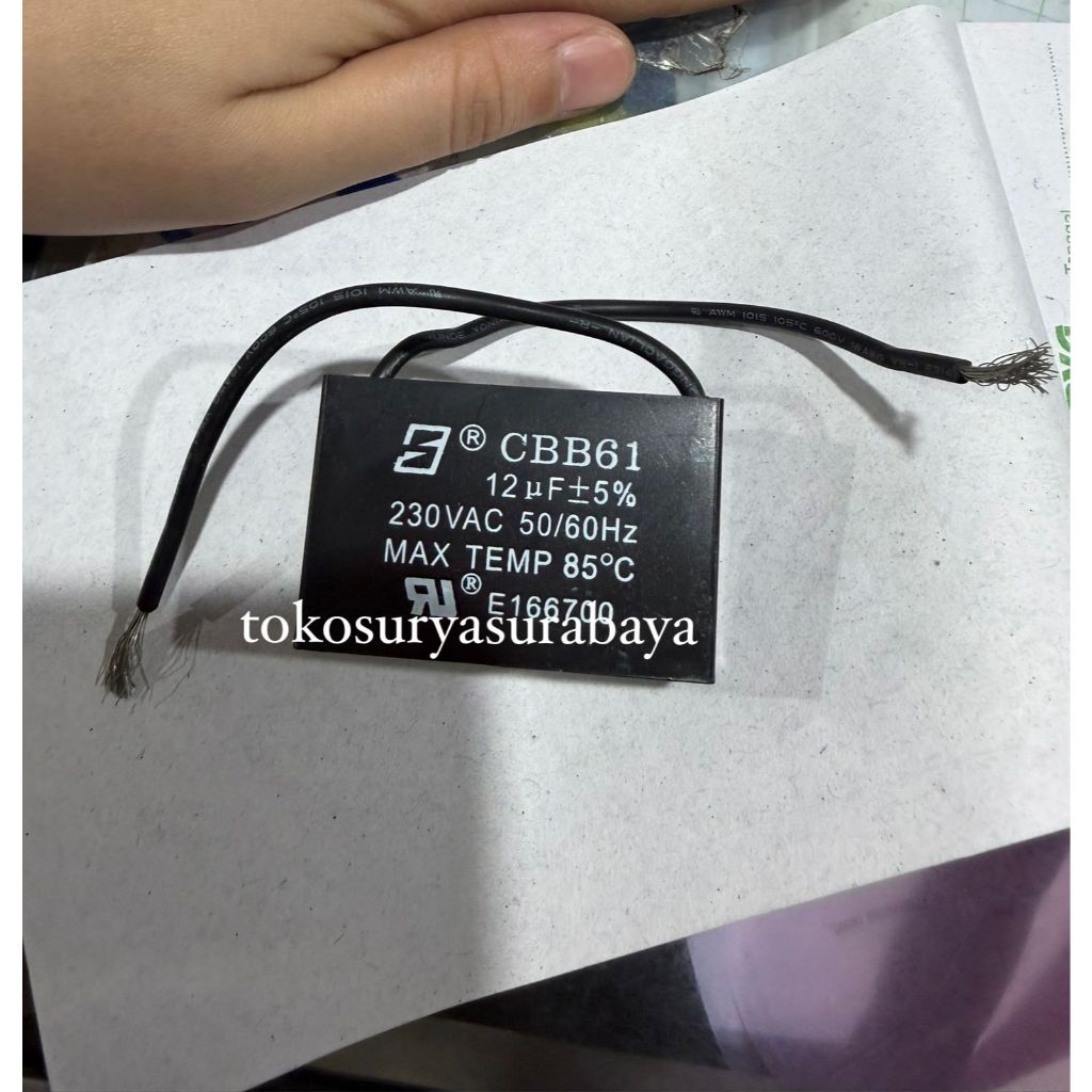 ORIGINAL SANYO KAPASITOR SANYO 12 UF 230 VAC 50/60HZ MAX TEMP 85 Spare part Pompa Air Sanyo Kapasito