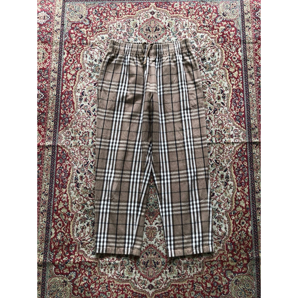 Celana Gu tartan chef relaxed pants HH456