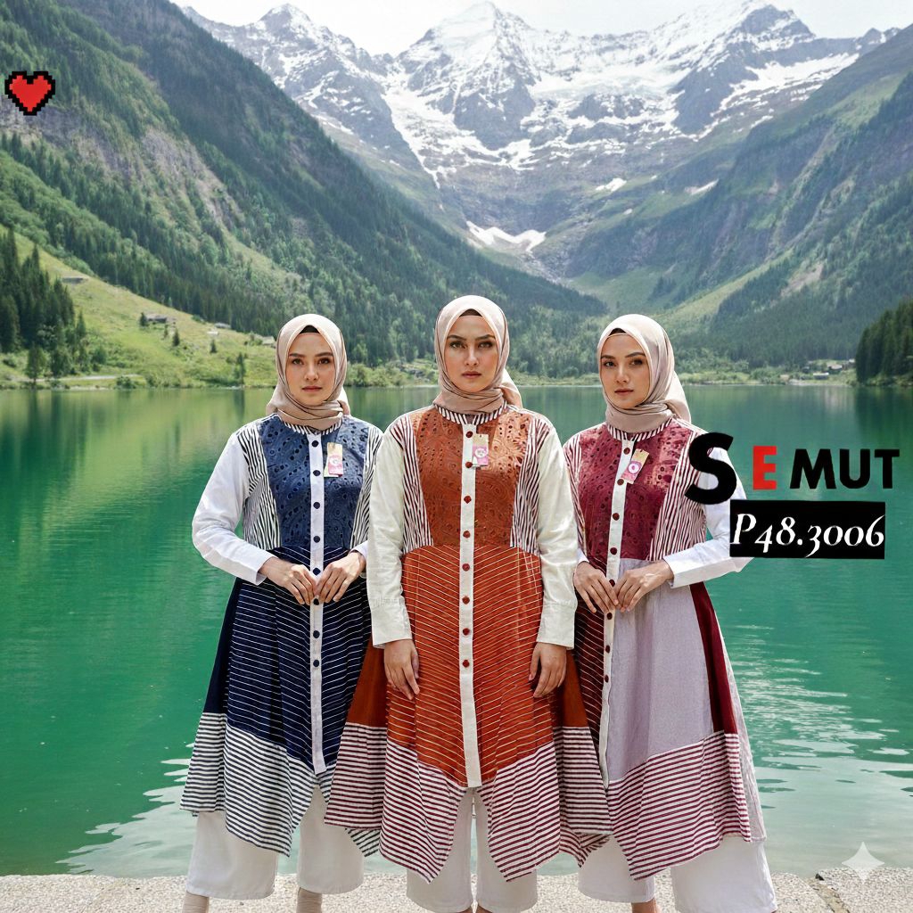 LONG TUNIK KATUN KOMBINASI SYAINA By SEMUT Kode P48.3006