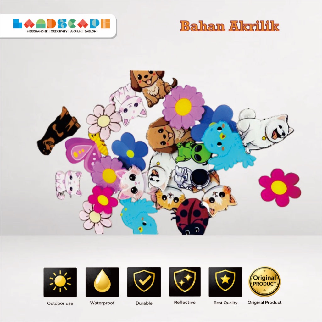 Pin Akrilik Custom Nama | Karakter Lucu | Aksesoris Anak