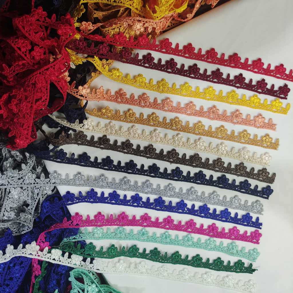 Renda Bordir Bunga Kecil Harga Jual Meteran Banyak Warna