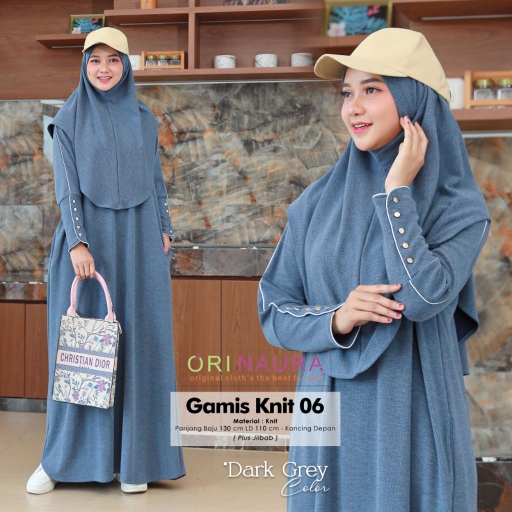 Gamis knit 06 by Ori Naura - dress knit - gamis wanita model terbaru kekinian - dress baju lebaran 2